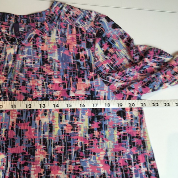 NYDJ Womens Top Button Front Pink Periwinkle Blue Abstract 3/4 Sleeve Sz M - Picture 6 of 8